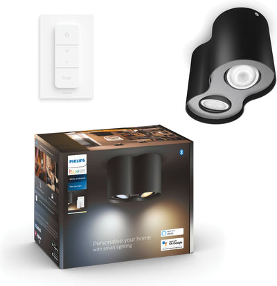 Spot en saillie Philips Hue Pillar - lumière blanc chaud à froid - 2 spots - noir - 1 variateur - gu10