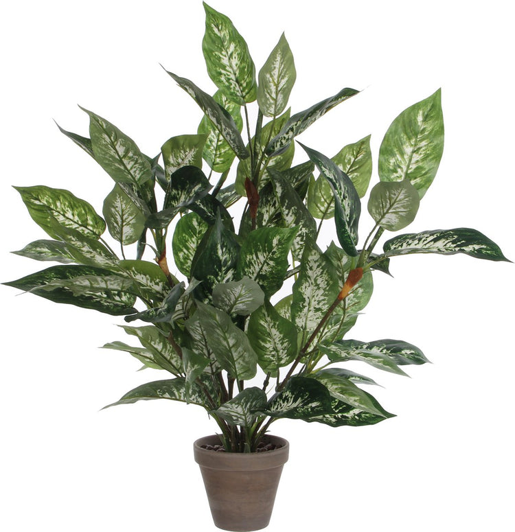 Mica decorations Plante artificielle dieffenbachia verte - 70 cm - en pot - plantes artificielles fausses plantes
