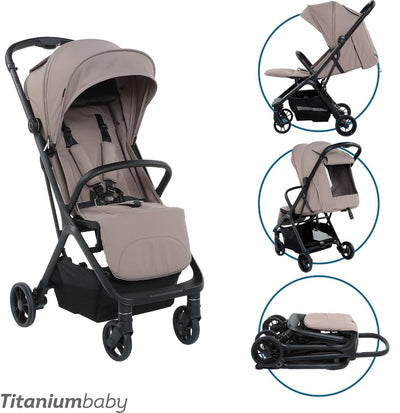 Poussette Baby Pulse Titanium - taupe foncé - équipée d'un panier - dossier réglable