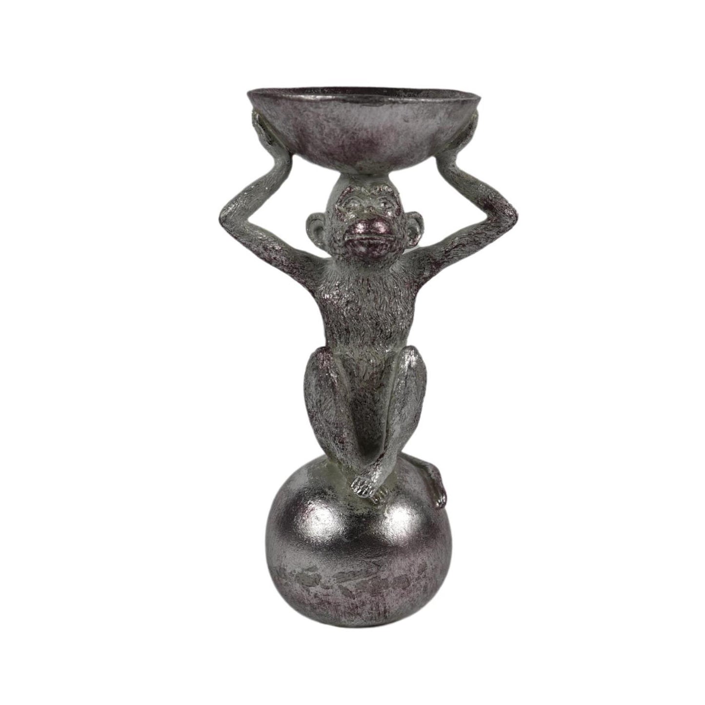 Statue de singe argentée 26cm
