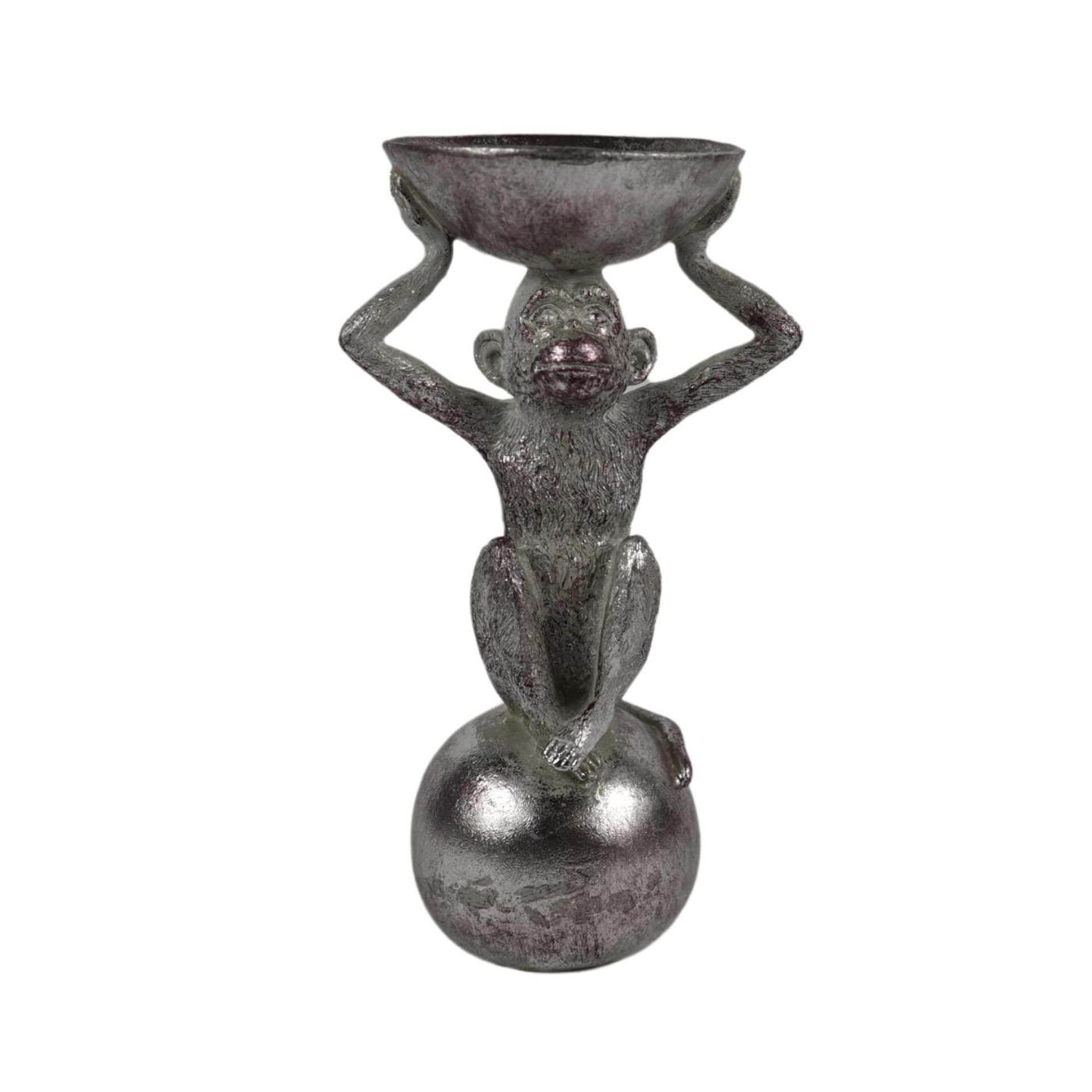 Statue de singe argentée 26cm