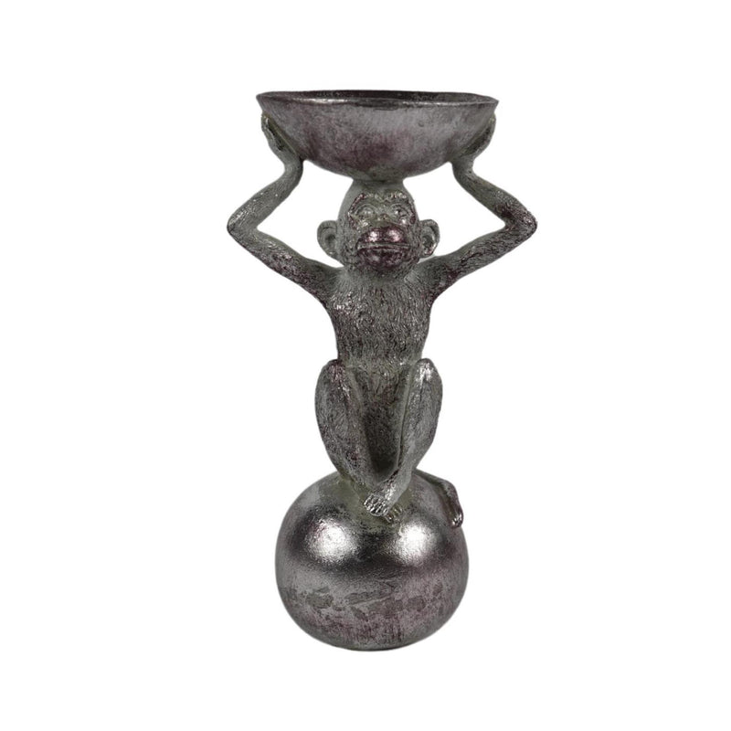 Statue de singe argentée 26cm