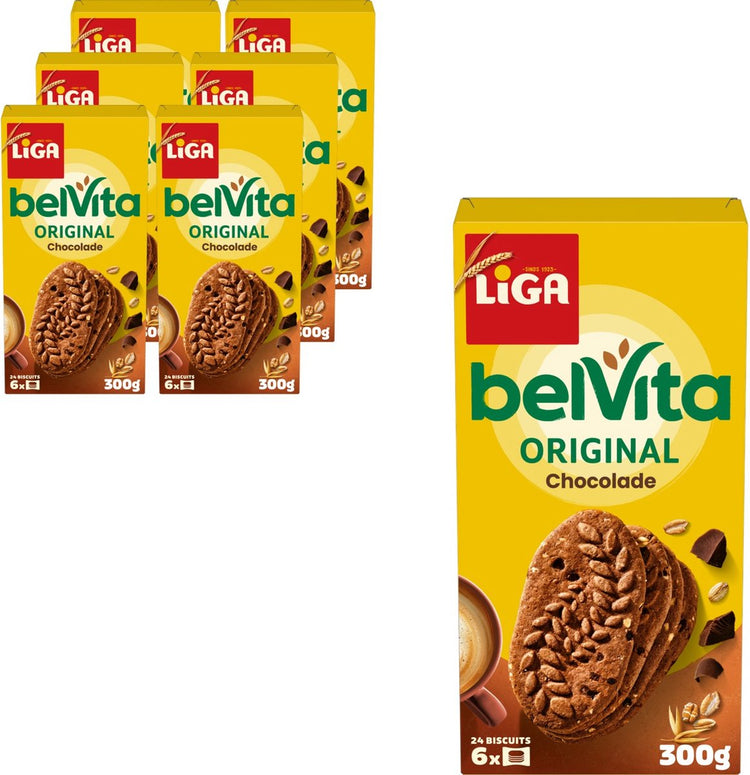Liga belvita cookies chocolat 6 x 300g - cookie - biscuits pour la route ou le travail et le bureau