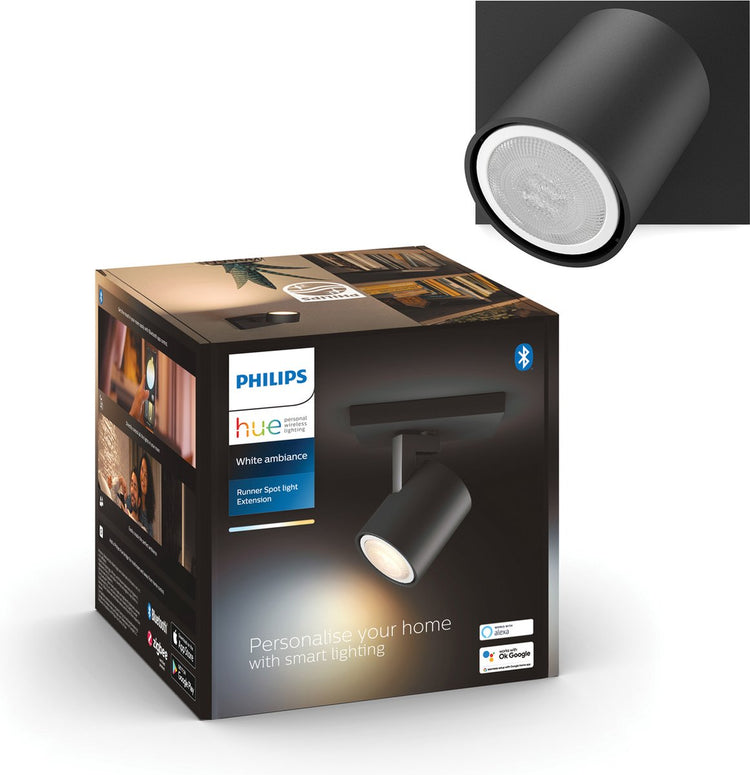 Spot en saillie Philips Hue Runner - lumière blanche chaude à froide - 1 spot - noir