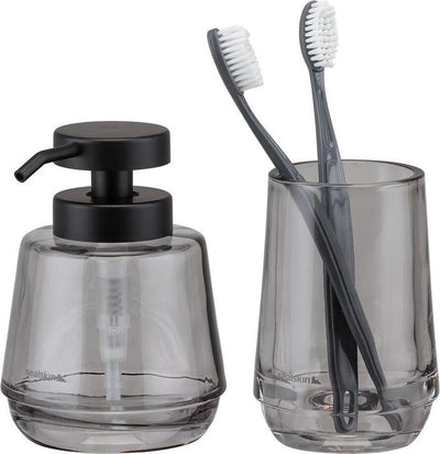Sealskin mood - set de salle de bain - distributeur de savon 380 ml - gobelet à brosse à dents - gris