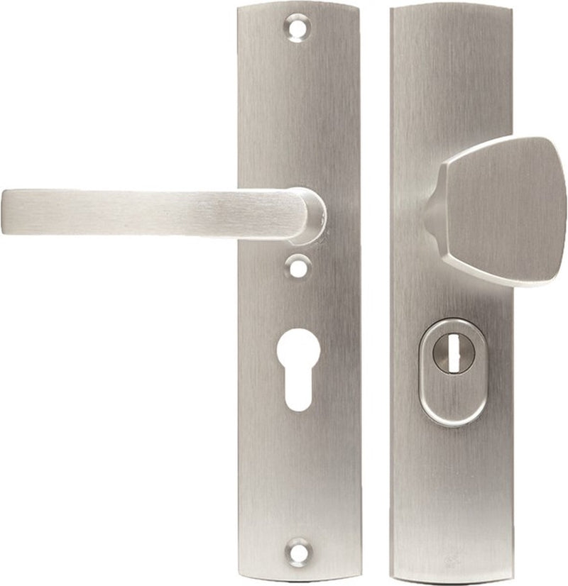Ferrure de sécurité Axa (courbe plus) aluminium rectifié : poignée à bouton (bloc modèle s) pc55 avec protection anti-arrachement skg***