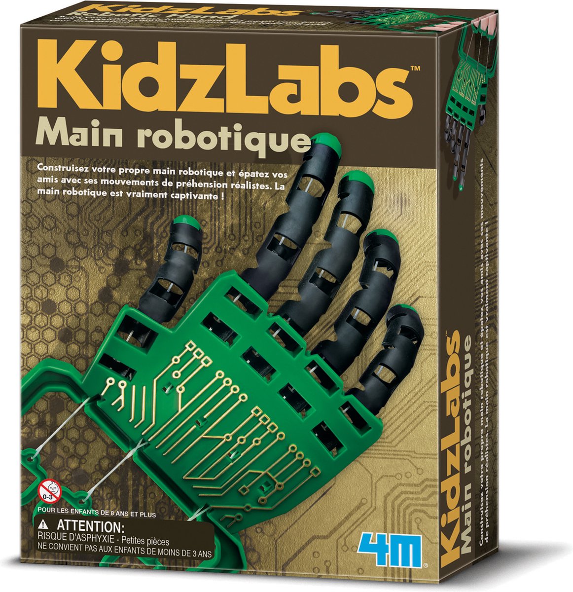 4m science et jeux - fabriquez votre propre main de robot - kit de construction - kidzlabs - 8+