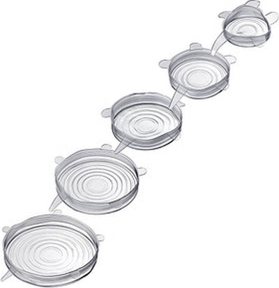 Westmark lot de 5 couvercles en silicone pour aliments frais transparents ø 6,5 ; 9,5 ; 14,5 ; 16,5 20,5 cm