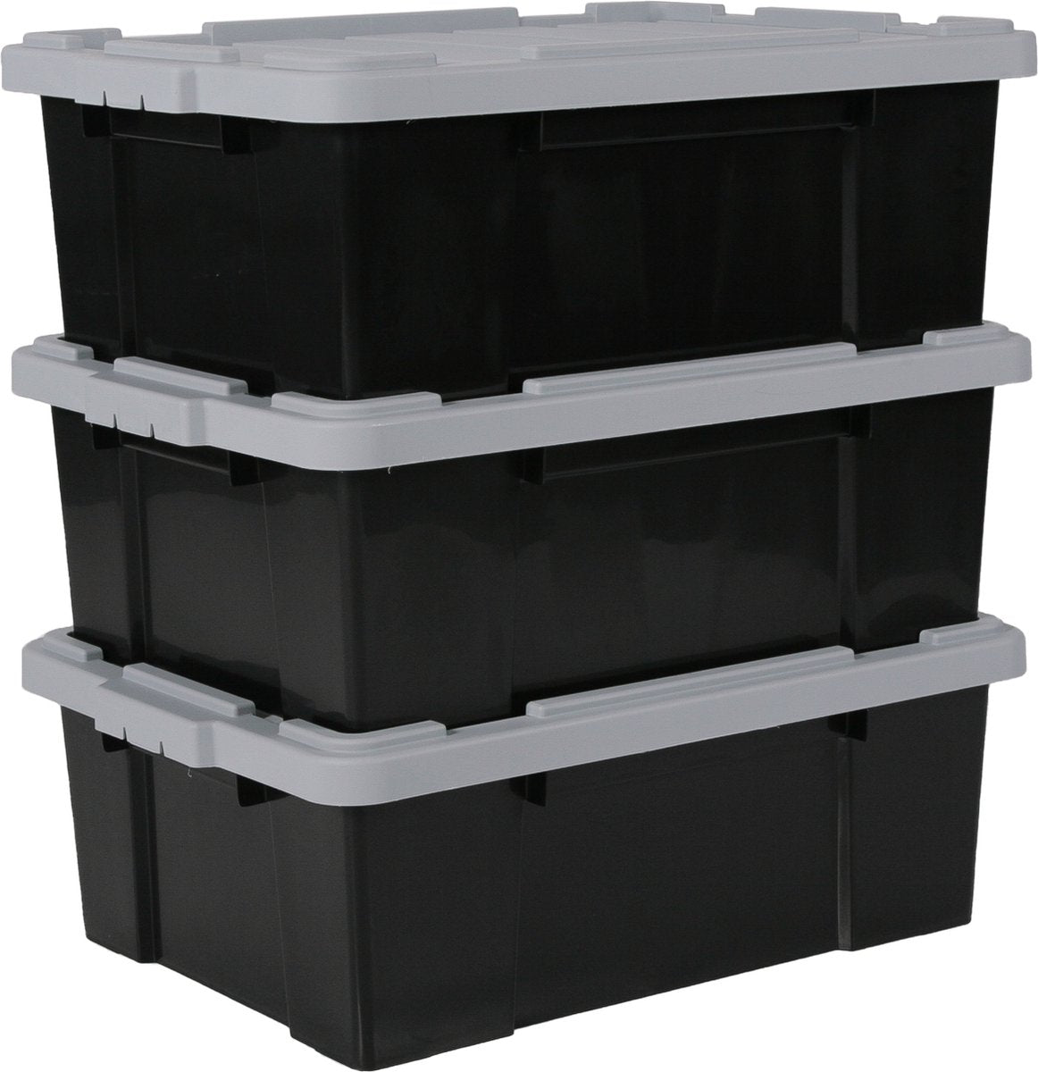 Boîte de rangement Iris power box - 43l - plastique - gris noir - lot de 3