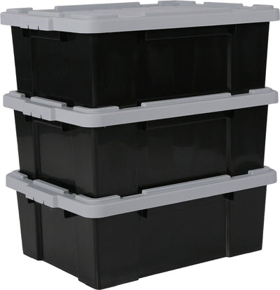 Boîte de rangement Iris power box - 43l - plastique - gris noir - lot de 3