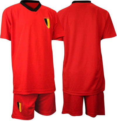 Avento ensemble de football supporter Belgique - Coupe du Monde de football des Diables rouges maillot de football junior - rouge noir - 128