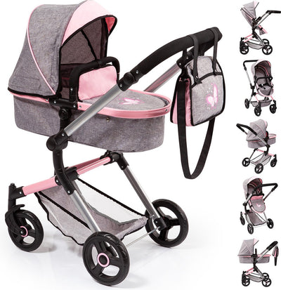 Bayer design - landau pour poupée neo vario - gris avec papillon