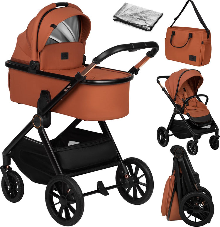 Poussette Lionelo Layla 2 en 1 - Ensemble XXL - polyvalente et toute l'année - grandes roues - utilisation d'une seule main - pour tous types de terrains - ensemble d'accessoires