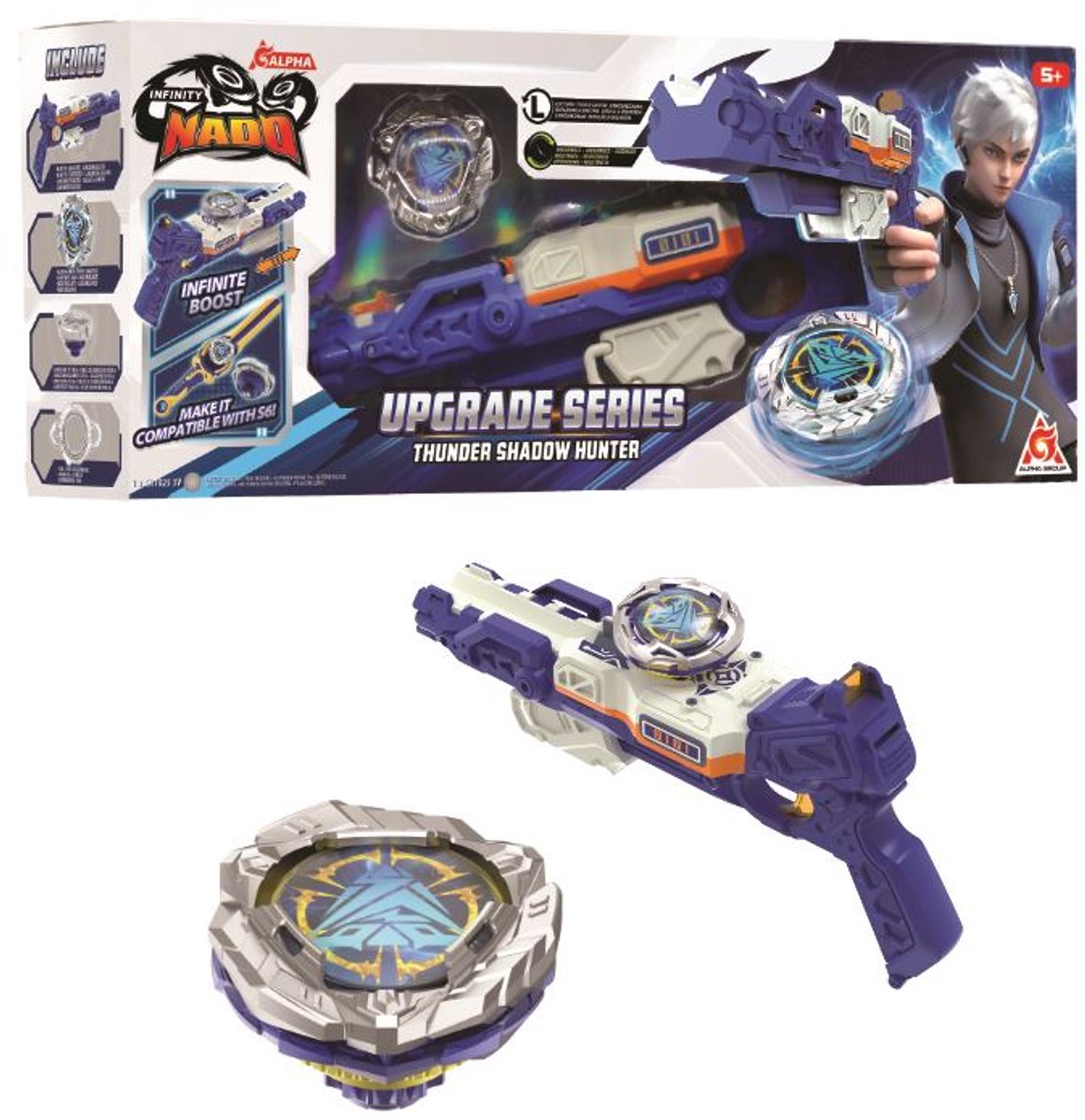 Infinity nado - toupie en métal et lanceur blaster - série mise à niveau - toupie lumineuse nado 7