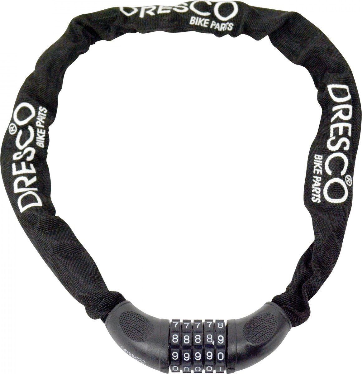 Serrure à combinaison chaîne Dresco 90cm - ronde 6mm - noir