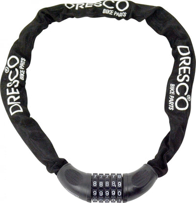 Serrure à combinaison chaîne Dresco 90cm - ronde 6mm - noir