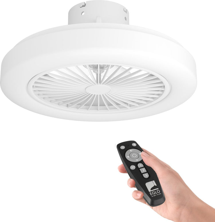 Eglo ortona - ventilateur de plafond avec lampe - ø46cm - 3 vitesses - LED dimmable - économe en énergie - ac durée de vie plus longue - blanc