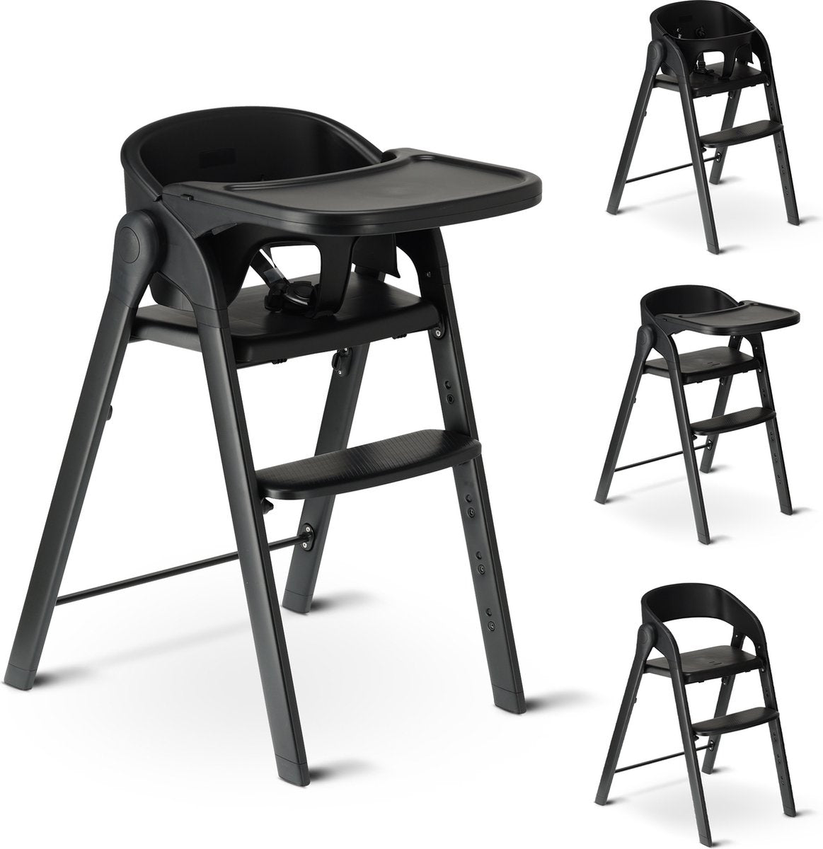 Chaise haute de luxe Deryan - chaise haute évolutive - pliable - noir