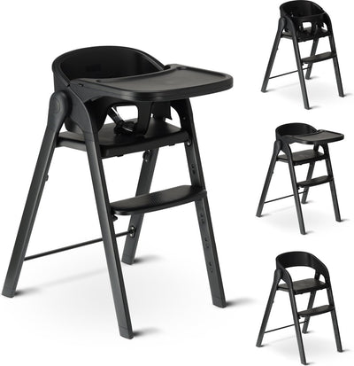 Chaise haute de luxe Deryan - chaise haute évolutive - pliable - noir