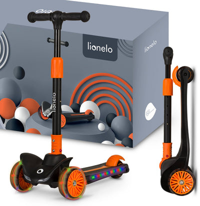 Trottinette enfant Lionelo Timmy - draisienne pour enfant - à partir de 3 ans - jusqu'à 50kg - réglable - roues LED - plateforme antidérapante - guidon rabattable - éclairage dans le passage de roue - aucun assemblage nécessaire