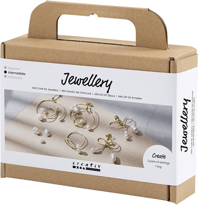 Creativ company mini hobby set bijoux, boucles d'oreilles en fil métallique, plaqué or, 1 boîte