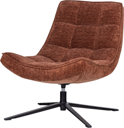 Fauteuil pivotant Woood maudi - chenille - marron - 84x74x86