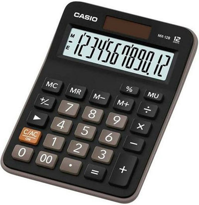 Calculatrice Casio - noire - batterie à énergie solaire - 12 chiffres
