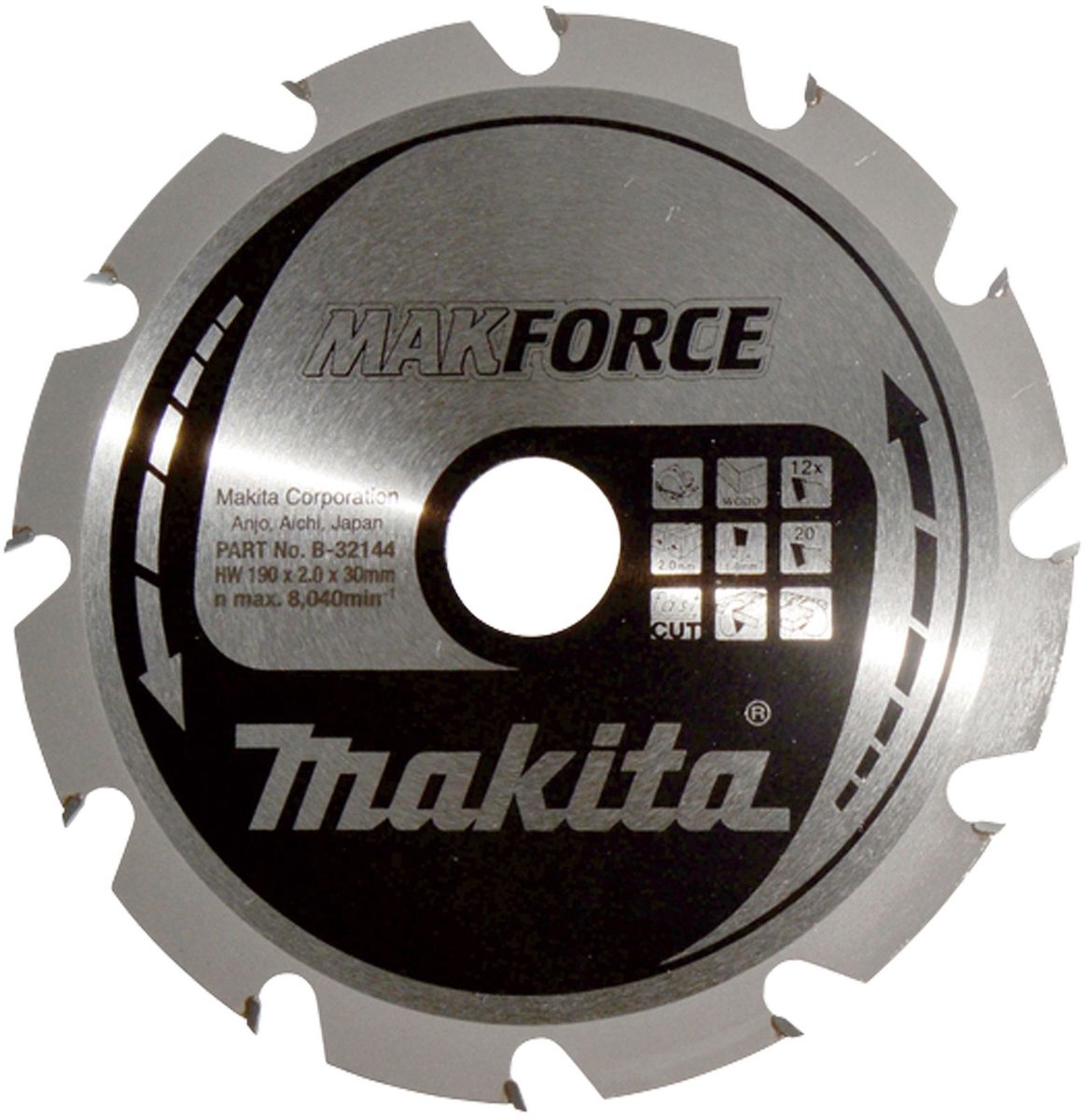 Accessoires Makita lame de scie circulaire | bois | 190x30x2.0 12t 20g - b-32144