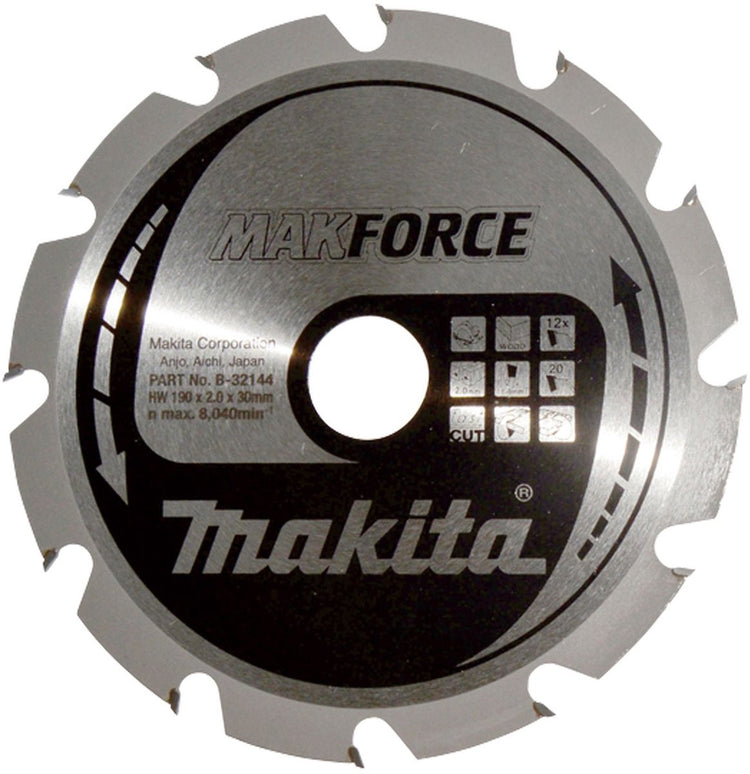 Accessoires Makita lame de scie circulaire | bois | 190x30x2.0 12t 20g - b-32144
