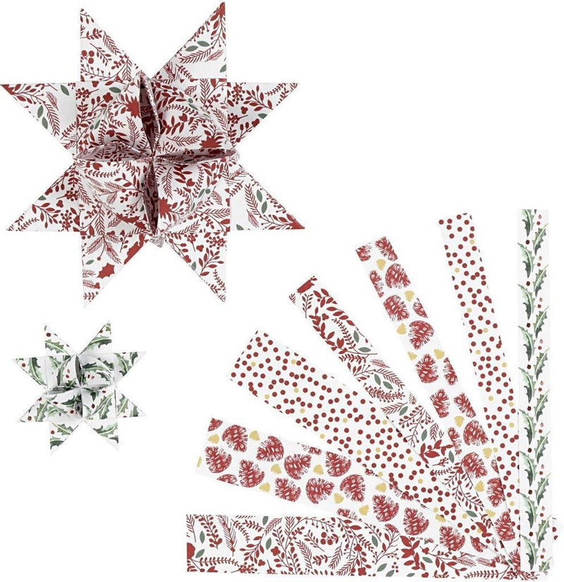 Bandes de tressage en papier Vivi Gade, l: 44+78 cm, l: 15+25 mm, d 6,5+11,5 cm, rouge, blanc, 48 bandes 1 boîte