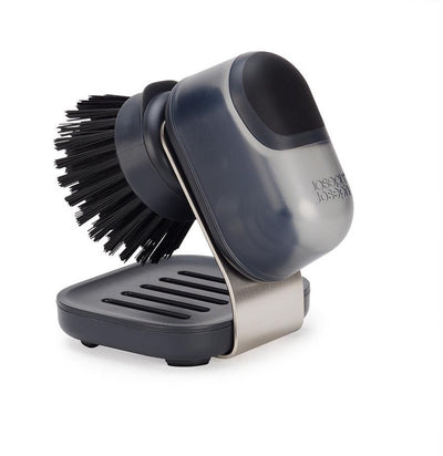 Joseph joseph - brosse à paume Sinktech avec distributeur de savon et support - acier inoxydable - transparent -