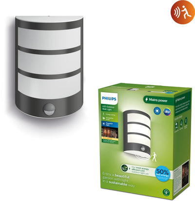 Philips LED Applique Philips Python - ultra efficace - anthracite - avec capteur - 3,8W