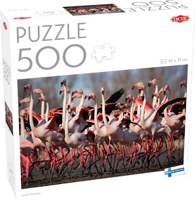 Flamants roses tactiques - puzzle - 500 pièces - flamants roses dans une réserve naturelle - oiseaux tropicaux et paysage aquatique - haute qualité scandinave