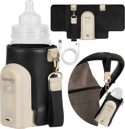 Chauffe-biberon Lionelo thermup go evo - mobile - 5 niveaux de température - chargement USB-C - jusqu'à 9 heures de chaleur - adapté au verre et au plastique