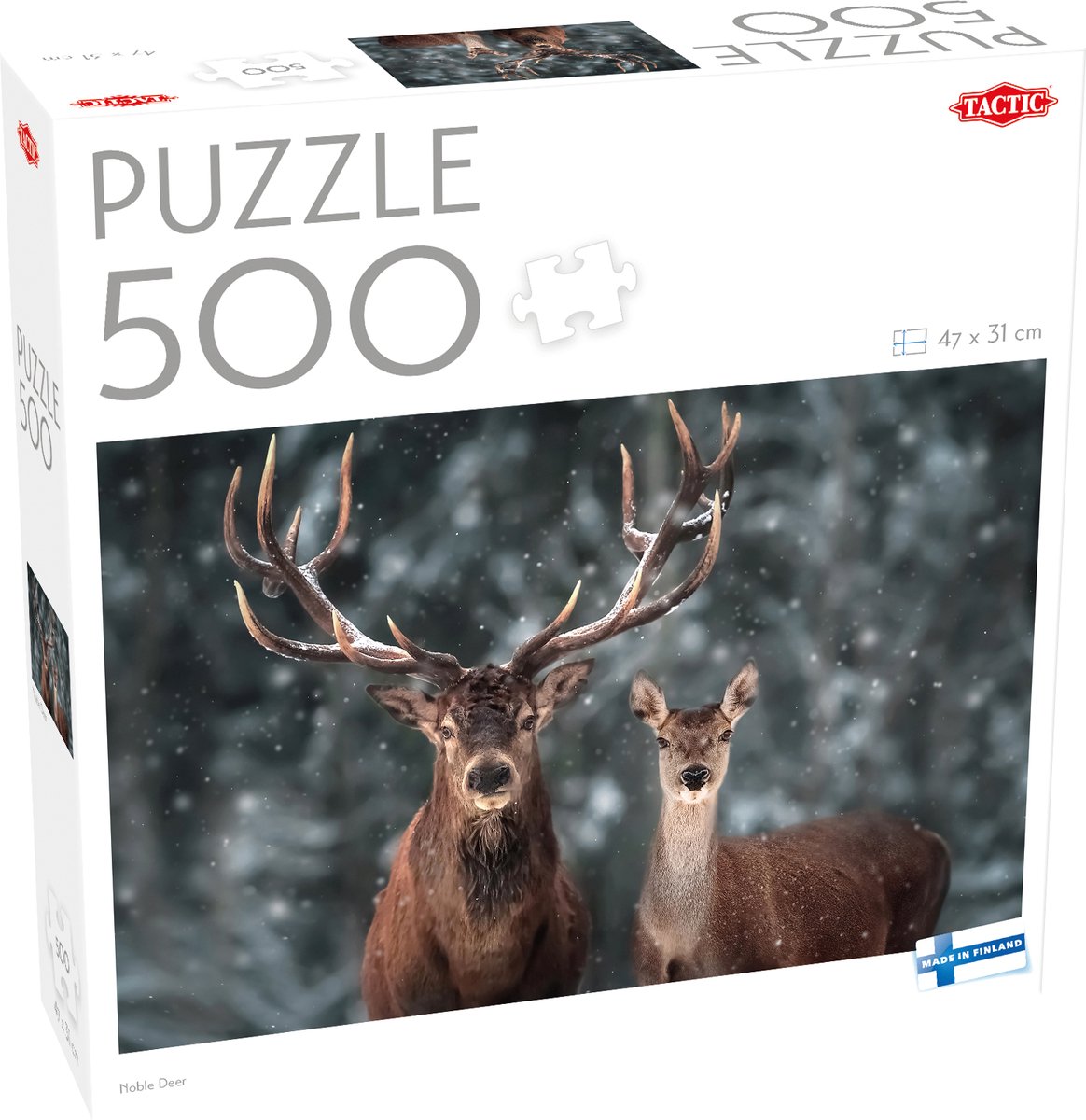 Tactic noble cerf – puzzle – 500 pièces – cerf élaphe dans un paysage forestier – nature et faune – haute qualité scandinave