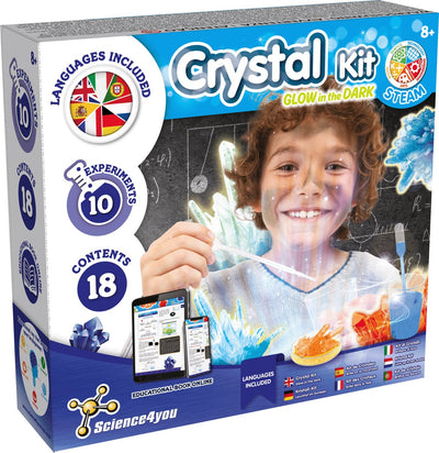 Science 4 you science4you Crystal Factory brille dans le noir – kit éducatif de culture de cristaux – boîte d'expérimentation physique-chimie – à partir de 8 ans