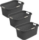 Panier à linge Rotho country - lot de 3 - 40 litres - anthracite