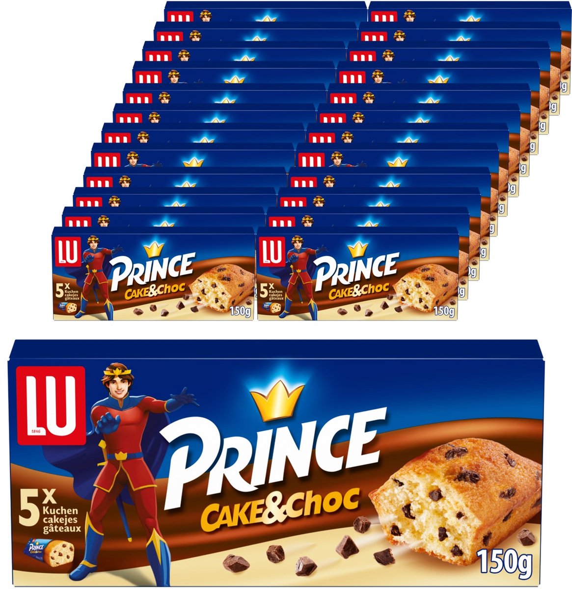 Lu prince cake choc 16 x 150g (5 x 30g) - cookies - cookie on the go - café - thé - travail - bouillon
