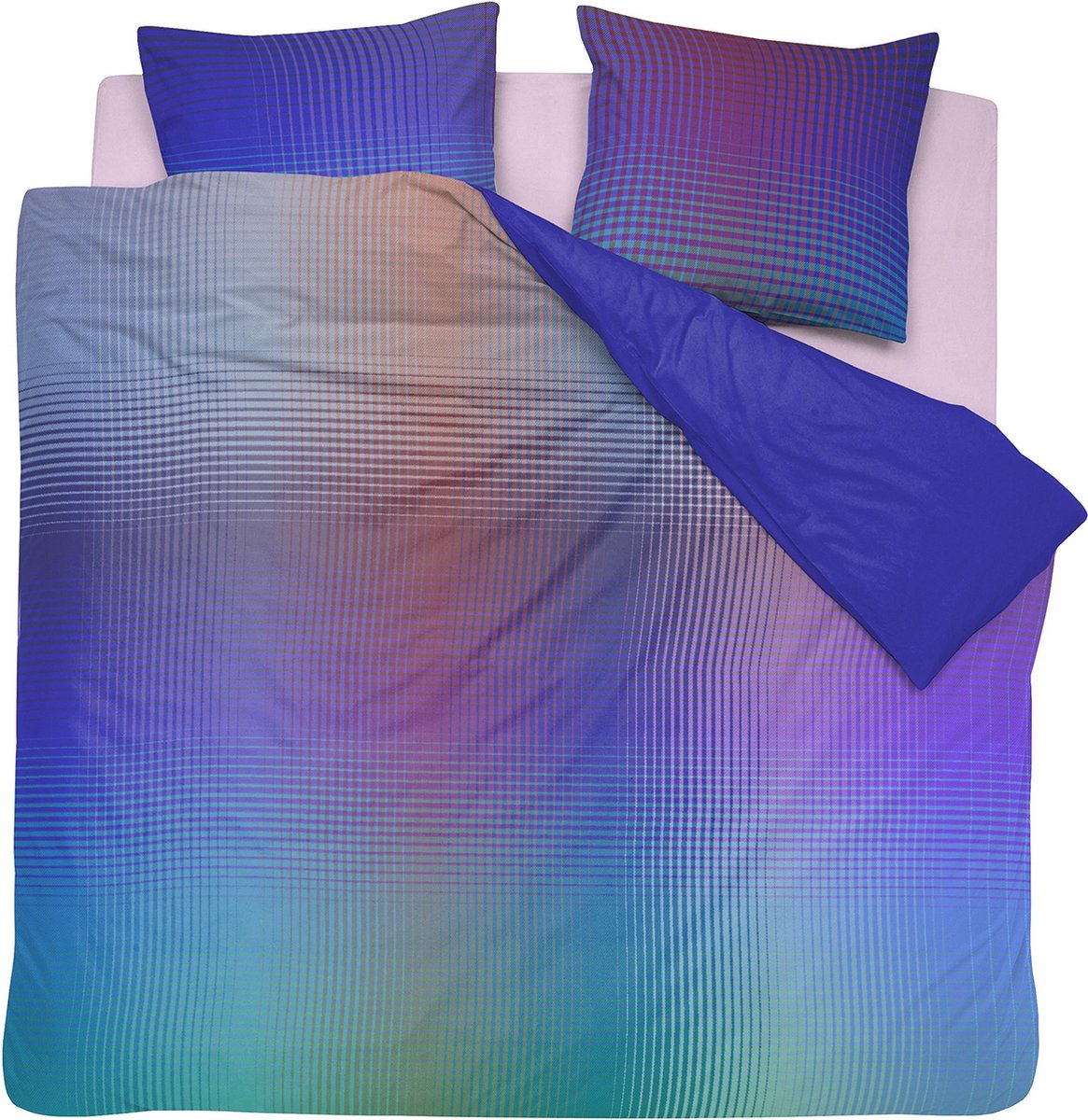 Housse de couette Damai arc-en-ciel - satin - 240x200 220 cm - violet + 2 taies d'oreiller 60x70