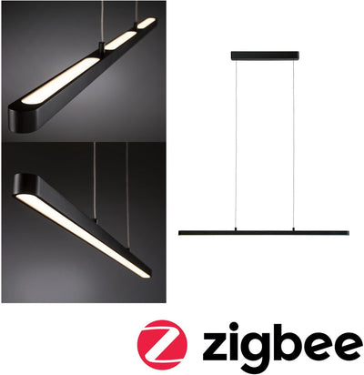 Paulmann Lampe à suspension LED Smart Home Zigbee 3.0 Lento réglable blanc 2100lm 41,5W noir mat dimmable