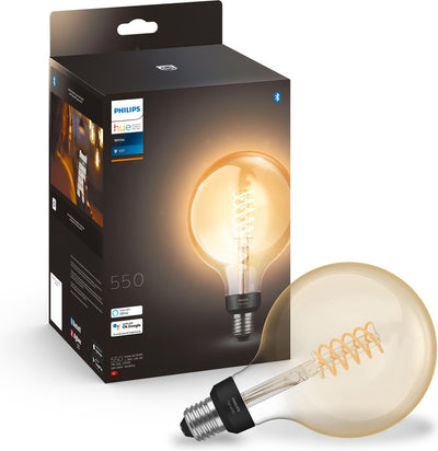 Lampe globe à filament Philips Hue G125 - lumière blanche chaude - 550 lumens - E27 - 1 pièce