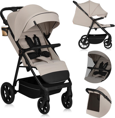 Lionelo Iva - poussette buggy premium - 6 mois 4 ans (jusqu'à 22 kg) - roues pivotantes à 360° avec suspension - ceinture magnétique - pare-soleil XXL UPF50 - dossier réglable, poignée de poussée repose-pieds - grand panier - terrain urbain - poussette