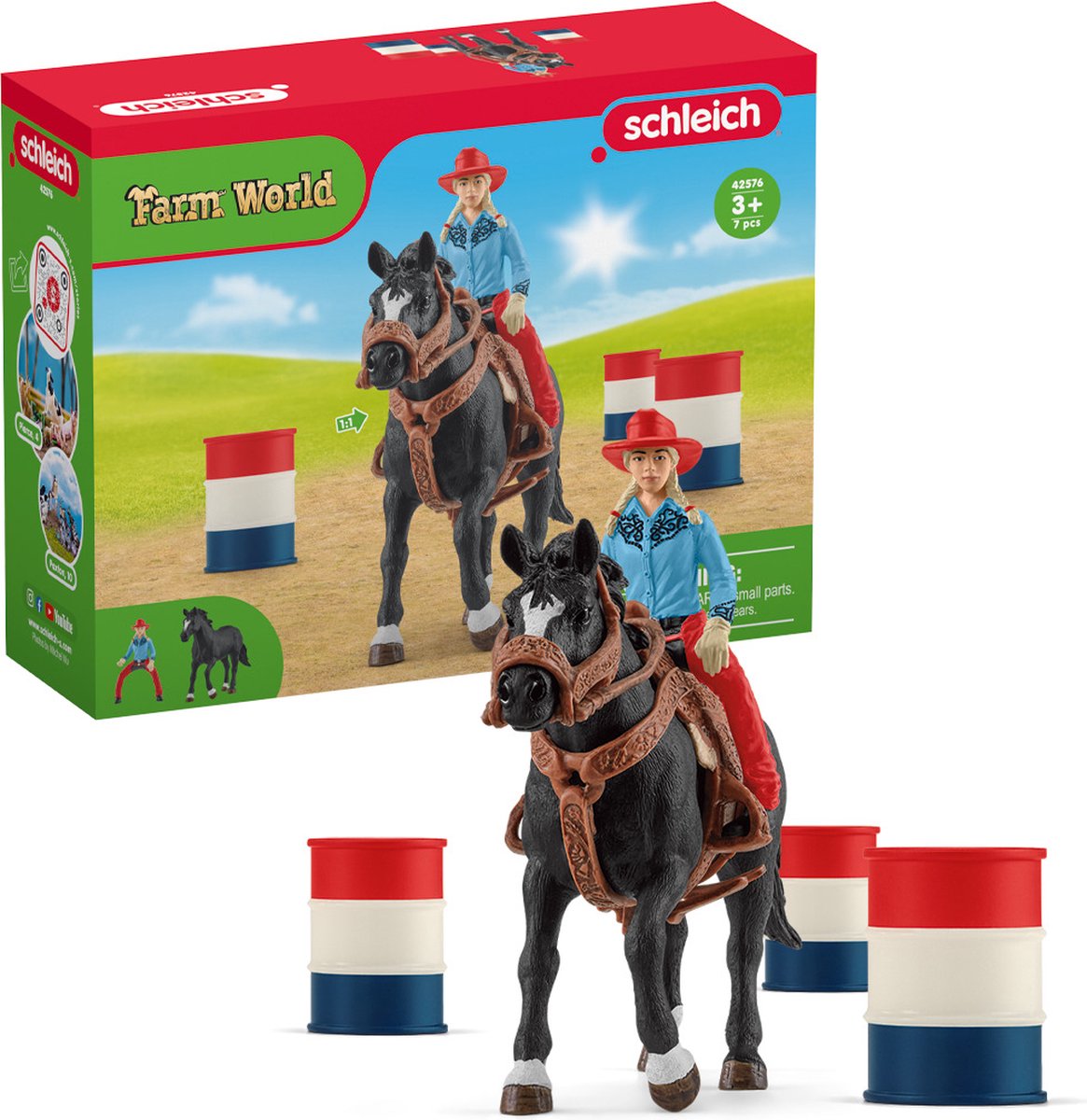 Schleich Farm World Barrel Racing avec Cowgirl 42576