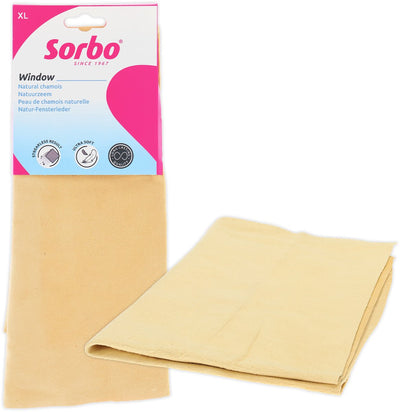 Sorbo chamois naturel xl – 38x59 cm – cuir de mouton véritable – absorption supérieure pour un nettoyage sans traces
