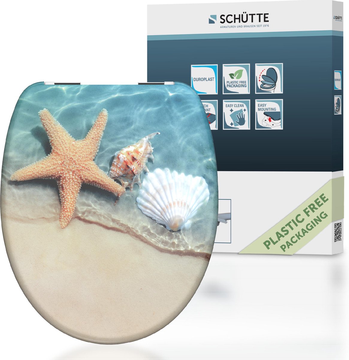 Schütte schütte siège de toilette avec plage de fermeture douce