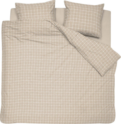 Parure housse de couette 2 personnes Cendrillon Brecht 200x200cm coton coloris naturel + 2 taies d'oreiller 60x70