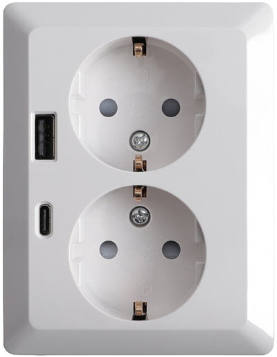 Ion industries - prise encastrable en saillie - 2 voies - ra - usb-a + usb-c blanc alpin