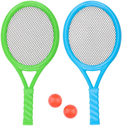 Eddy Toys ensemble de tennis 4 pièces - ensemble de jeu de tennis avec 2 raquettes de tennis et 2 balles - ensemble de tennis pour 2 joueurs - raquettes légères - jouets d'extérieur pour jardin et plage - article 29756