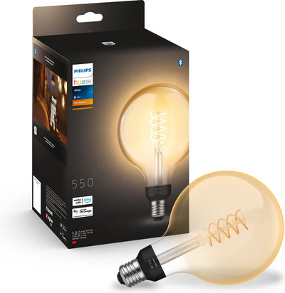 Lampe globe à filament Philips Hue G125 - lumière blanche chaude - 1 pièce - E27