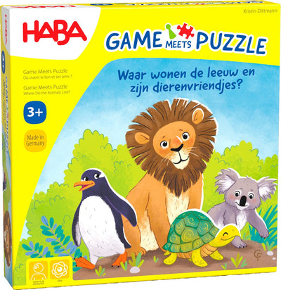 Jeu de puzzle Haba - où vivent le lion et ses amis les animaux ? - 3+